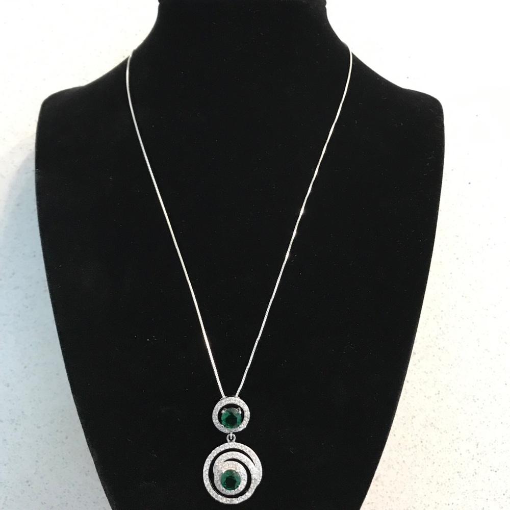 Sultan Ottoman Emerald Swirl Topaz Silver Necklace